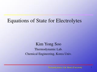 Equations of State for Electrolytes