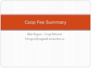 Coop Fee Summary