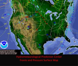Hydrometeorological Prediction Center Fronts and Pressure Surface Map