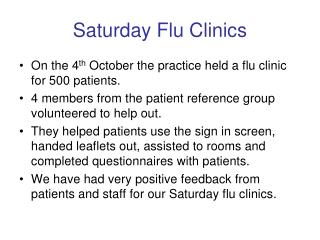Saturday Flu Clinics