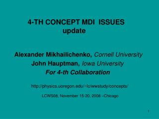 4-TH CONCEPT MDI ISSUES update