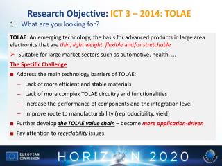 Research Objective: ICT 3 – 2014: TOLAE