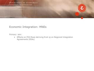Economic Integration: MNEs