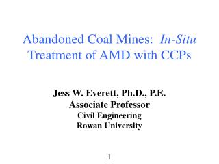 Abandoned Coal Mines: In-Situ Treatment of AMD with CCPs