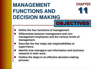 MANAGEMENT FUNCTIONS AND DECISION MAKING
