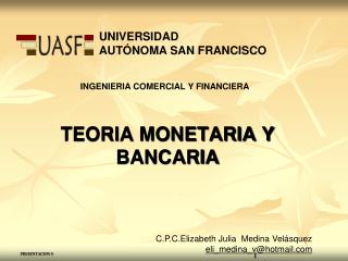 TEORIA MONETARIA Y BANCARIA
