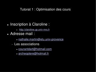 Tutorat 1 : Optimisation des cours