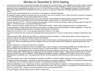 Minutes for December 9, 2010 meeting