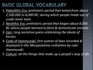 BASIC Global vocabulary