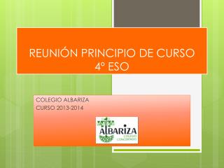 REUNIÓN PRINCIPIO DE CURSO 4º ESO