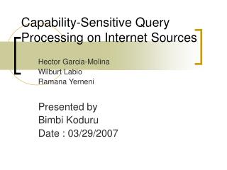 Capability-Sensitive Query Processing on Internet Sources