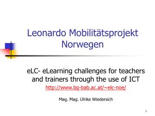 Leonardo Mobilitätsprojekt Norwegen