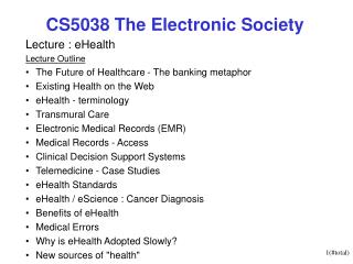 CS5038 The Electronic Society