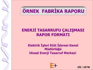 ÖRNEK FABRİKA RAPORU