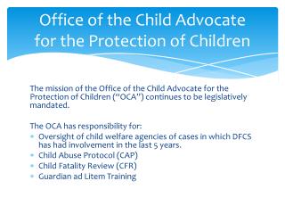 Office of the Child Advocate for the Protection of Children