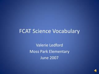FCAT Science Vocabulary