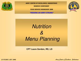 Nutrition &amp; Menu Planning