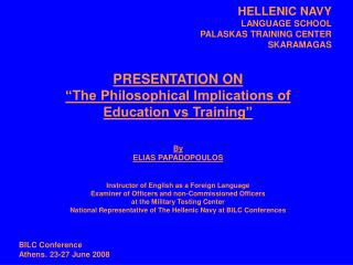 HELLENIC NAVY LANGUAGE SCHOOL PALASKAS TRAINING CENTER SKARAMAGAS
