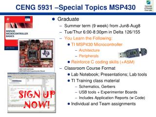 CENG 5931 –Special Topics MSP430