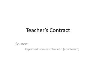 Teacher’s Contract