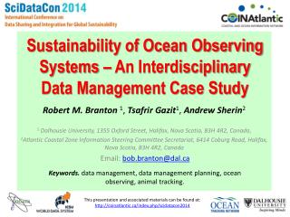 Sustainability of Ocean Observing Systems – An Interdisciplinary Data Management Case Study