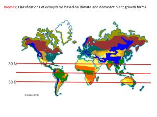 Biomes: Classifications of ecosystems based on climate and dominant plant growth forms