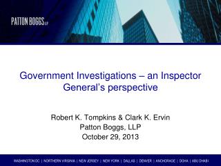 Government Investigations – an Inspector General’s perspective