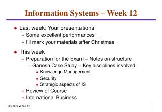 Information Systems – Week 12