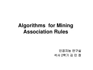 Algorithms for Mining Association Rules