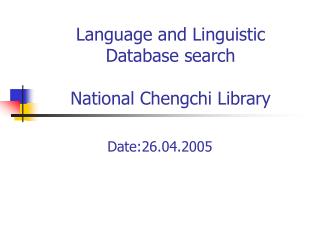 Language and Linguistic Database search National Chengchi Library