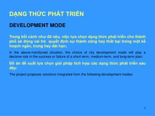 DẠNG THỨC PHÁT TRIỂN DEVELOPMENT MODE