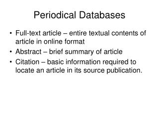 Periodical Databases