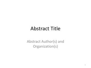 Abstract Title