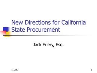 New Directions for California State Procurement