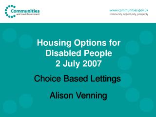 Housing Options for Disabled People 2 July 2007