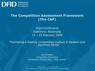 The Competition Assessment Framework (The CAF)