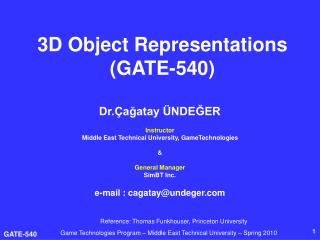 3D Object Representations (GATE-540)