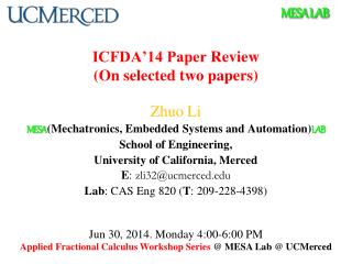 ICFDA’14 Paper Review (On selected two papers)