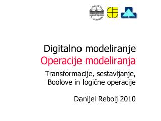 Digitalno modeliranje Operacije modeliranja