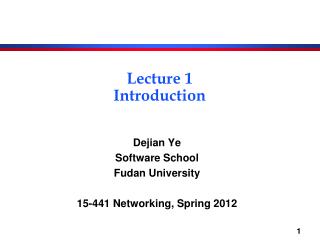 Lecture 1 Introduction