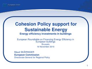 Cohesion Policy support for Sustainable Energy