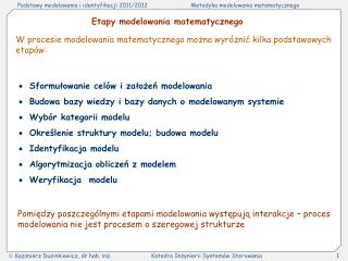 Etapy modelowania matematycznego