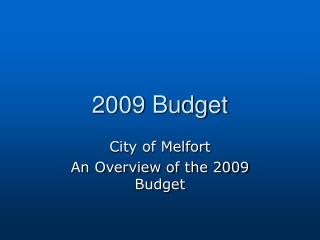 2009 Budget