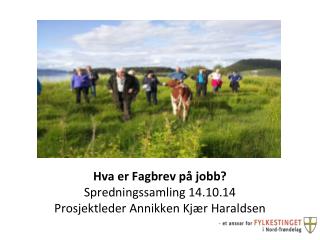 Hva er Fagbrev på jobb? Spredningssamling 14.10.14 Prosjektleder Annikken Kjær Haraldsen