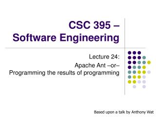 CSC 395 – Software Engineering