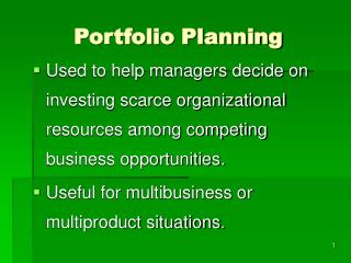 Portfolio Planning