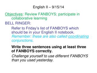 English II – 9/15/14