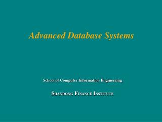 Advanced Database Systems