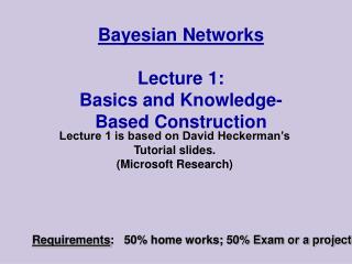 Bayesian Networks Lecture 1: Basics and Knowledge-Based Construction
