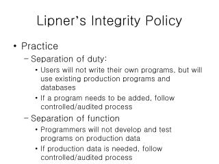 Lipner ’ s Integrity Policy
